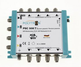 Polytron Multi Switch - Psc 508 T Standalone Multiswitch, 5 In- 8 Out, Power Supplied By Recei