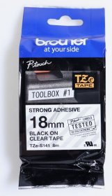Brother Colour Cartridge - Tzes141 Label Tape Black On Transparent 18mm-8m Laminated Strong Adhesive