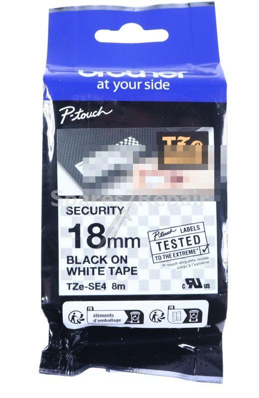 Brother Colour Cartridge - Tzese4 Label Tape Black On White 18mm-8m Laminated Sicherheitsb