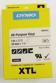 Dymo Colour Cartridge - 1868753 Label Tape Black On White 24mm-7m For Dymo Xtl-300-xtl-5
