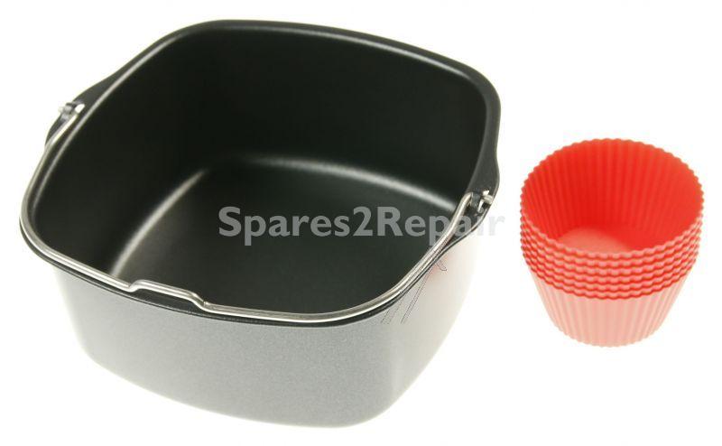 Philips Saeco Chip Pan Basket - 882992501270 Hd9925-01 Baking Kit For Airfryer Baking Cupcake Cases Black And Red