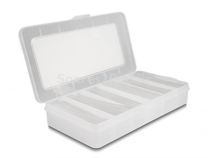 Delock Heat Shrink Tubing - Schrumpfschlauch Sortimentsbox, Schrumpfungsrate 2:1, Transparent 196-teilig