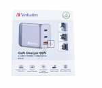 Verbatim Usb Power Supplies - Gnc-65 32201 Gnc-65 Gan Charger 65w Eu-uk-us 2x Usb-c - 1x Usb-a
