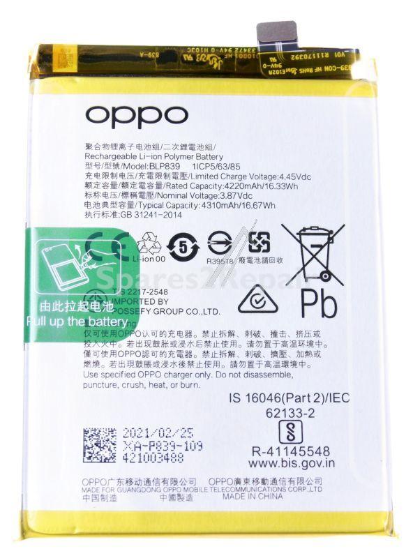 Oppo Phone Battery Packs - Blp819 4906422 Battery Oppo A94 5g-a95 5g-reno5 Z @ 4220mah 3 87v 1 5c Blp819 For