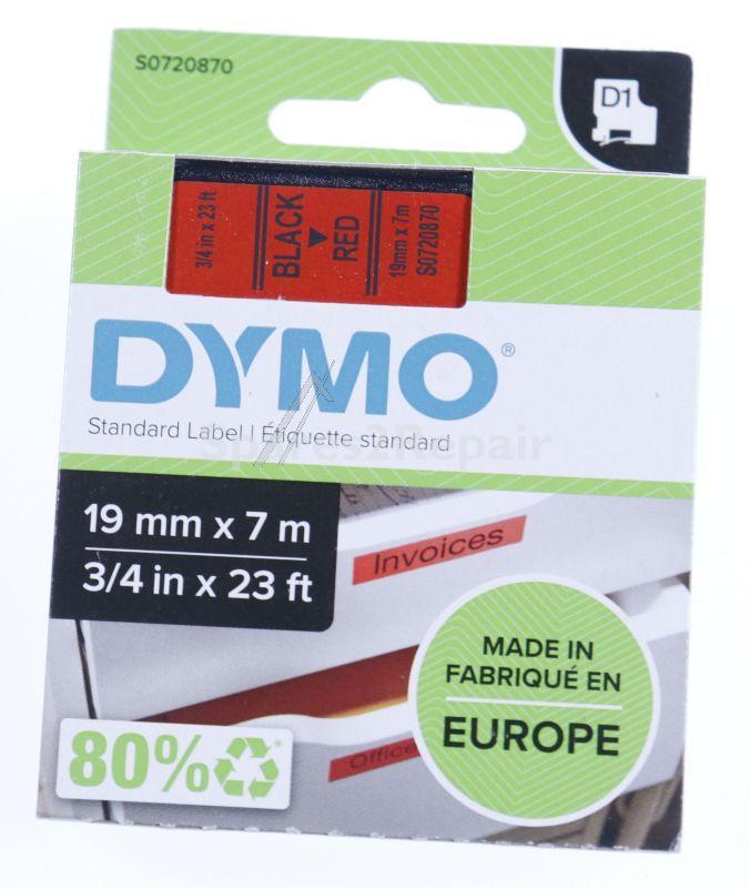 Dymo Colour Cartridge - S0720870 Label Tape Black On Red 19mm-7m Dymo D1 Tape