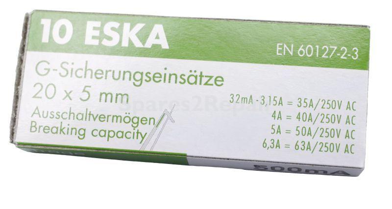 Eska Glass T. Fuse 5x20mm Time Lag - 0 5a-t Fuse 5x20 10pcs -rohs-