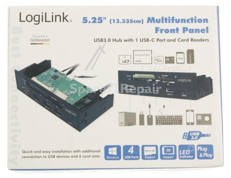 Logilink Hub-usb - Ua0341 5 25" Multifunction Panel With 6-slot Card Reader
