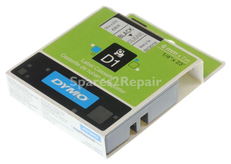 Dymo Colour Cartridge - S0720770 Label Tape Black On Transparent 6mm-7m Dymo D1 Tape