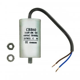 Universal Capacitor (16uF / 16MFD, 450VAC) with 18cm Cable Connectors